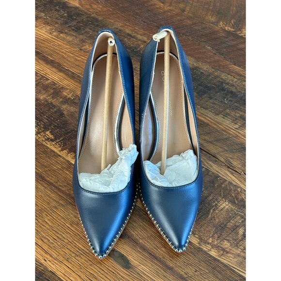 BCBG Generation Womens 7.5M Blue Leather Studded Pointed Toe Stilettos - Picture 1 of 8